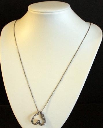 Vintage Sterling Mercasite Heart Necklace/Pendant 925