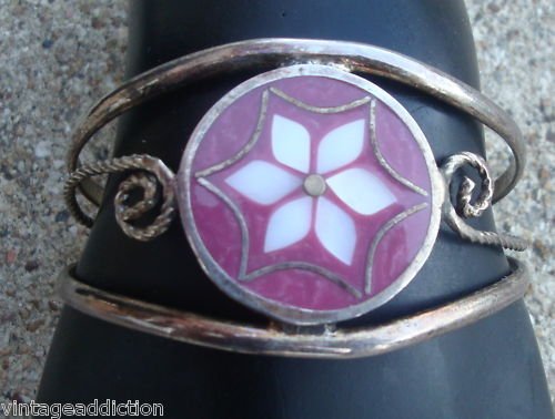 Vintage Purple Sterling Silver Cuff Bracelet