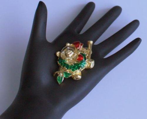 Vintage Jolly Christmas Bear Pin/Brooch