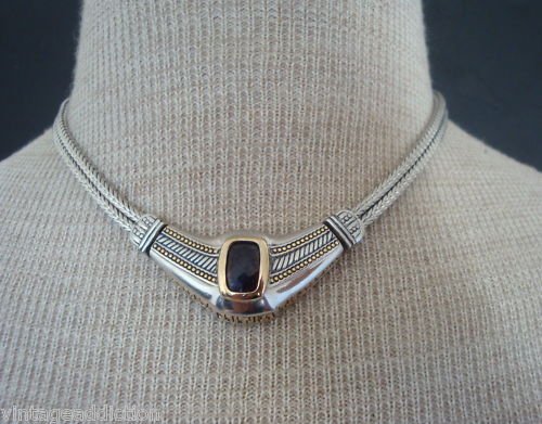 Vintage Modernist Purple Amethyst Chunky Necklace