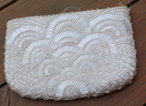 Vintage Hand Made White Beaded Purse