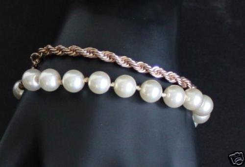 Set of 2 Vintage Parklane Chain & Faux Pearl Bracelet