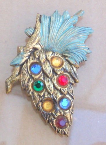 Vintage Victorian Rhinestone Fruit Pin Brooch