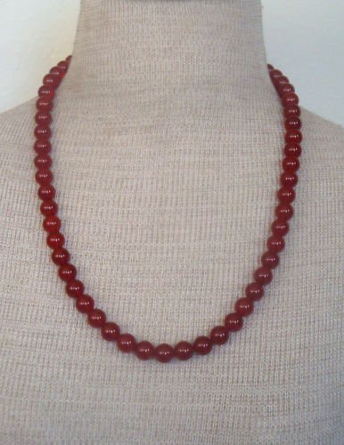 Vibrant & Bold Vintage Red Maroon Glass Bead Necklace
