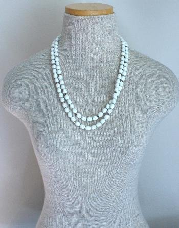 Vintage Lisner Multi Strands White Bead Necklace