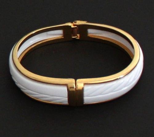 Vintage White Clamper Bangle Modernist Bracelet