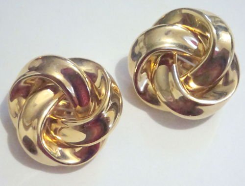 Vintage Gold Tone Oversize Chunky Clip Earrings 1980s