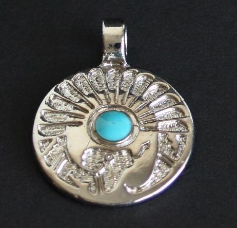 Vintage South West Blue Turquoise Chunky Pendant