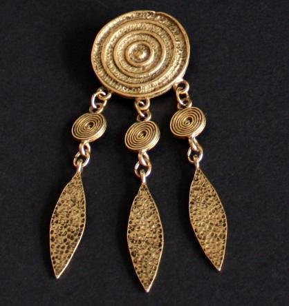Vintage South West Dream Catcher Brass Tone Pendant