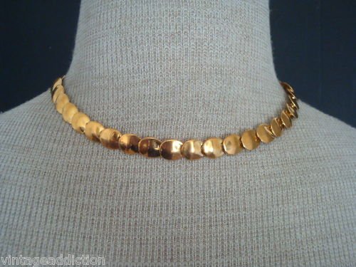 Unique Vintage Gold Flake Choker Necklace