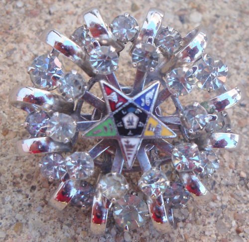 Vintage Chrome Star Rhinestone Pin / Brooch