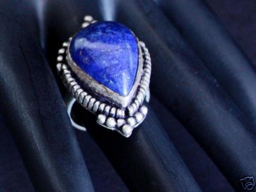 Vintage Art Deco Sterling Lapis Ring Size 6 Chunky!