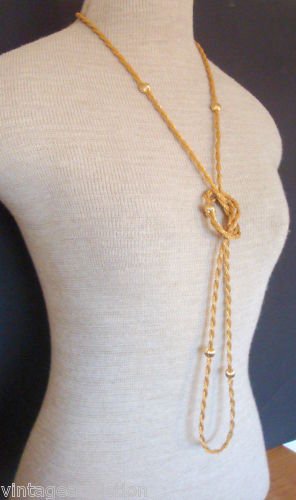 Chic Vintage Gold Tone Mesh 53" Long Strand Necklace