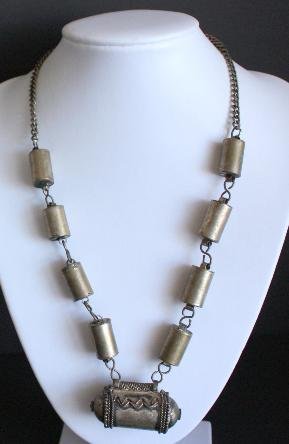 Vintage Art Deco Silver Barrel Necklace/Pendant Unique!