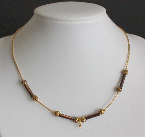 Vintage Art Deco Era Brown Glass Bead Necklace
