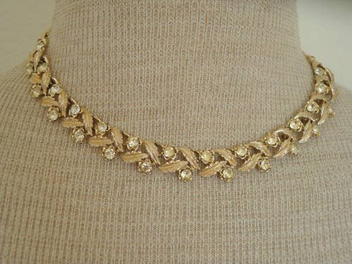 Vintage Coro White Rhinestone Choker Necklace