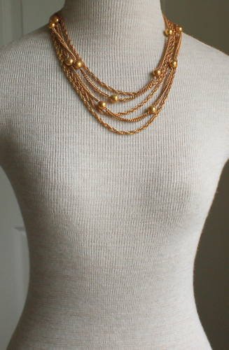 Vintage Gold Tone Multi Layer Necklace