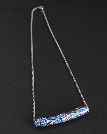 Vintage Art Deco Era Hand Painted Necklace Pendant
