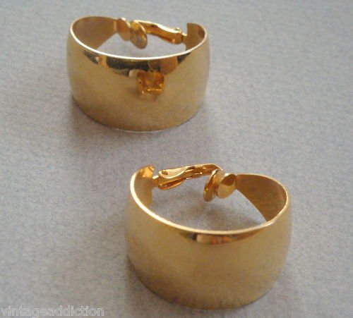Vintage Gold Oversize Hoop Clip Statement Earrings