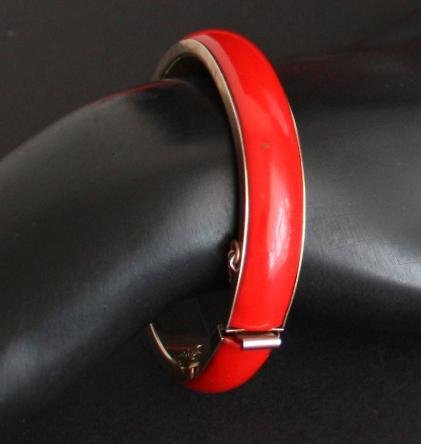 Vintage Red Enamel Hinged Bracelet