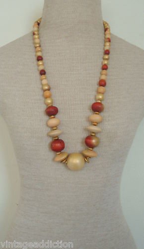 Eclectic Vintage Chunky Oversize Wood Bead Necklace