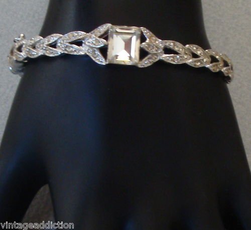 Vintage Encrusted White Rhinestone Bracelet