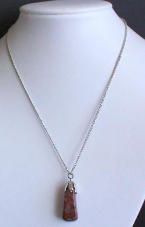 Vintage Red Jasper Stone Pendant Chain Necklace