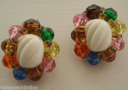 Vintage West Germany Colorful Clip On Earrings