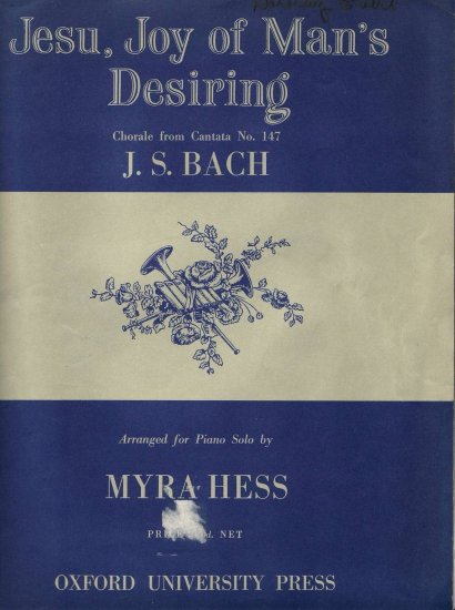 Jesu joy of man's desiring Myra Hess SHeet music