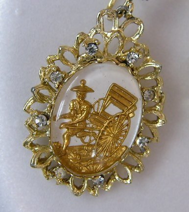 Domed Moonglow Lucite Rhinestone Rickshaw Earrings