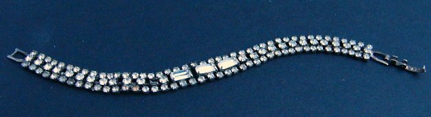 Vintage Rhinestone Triple row Bracelet
