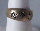 Sterling SIlver Ring Moon Star celestial band 6 1/4