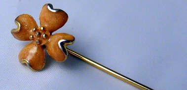 Butterscotch dogwood enamel flower stick pin