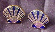 A night at the Beach Enamel Seashell pierced post earrings signed
