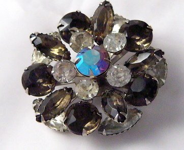 Retro BIG Atomic Eames era Rhinestone Pin