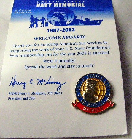 United States Navy Memorial Membership pin 2003
