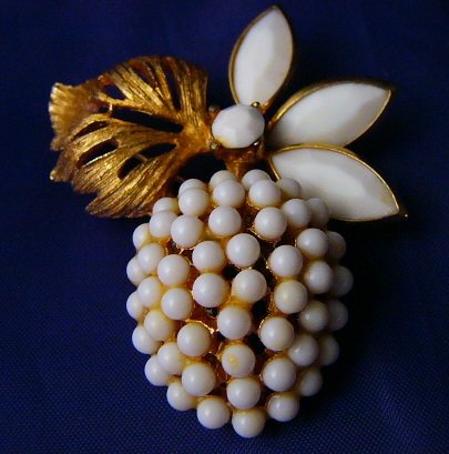 Apple, Cherry you pick Bsk signed Fruit Milk Glass Pin