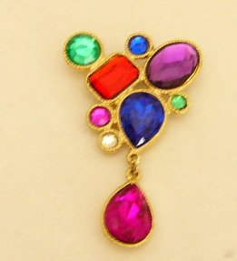 80's pin retro off center design pin rhinestones