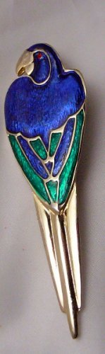 Super BIG Enamel Vibrant Parrot Bird Pin Goldtone