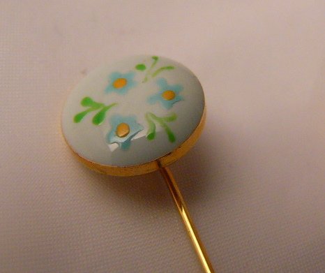 Green Floral Painted stick pin