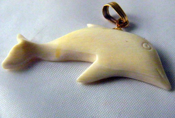 Jumping dolphin ivory pendant vintage