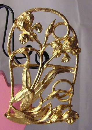 Goldtone Iris Belt buckle openwork floral