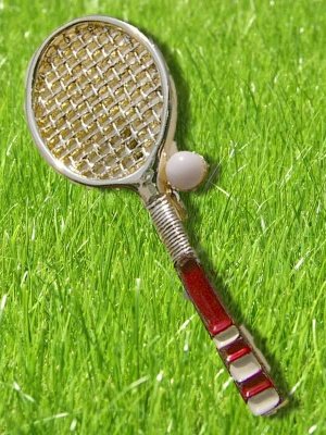 Vintage Gerrys Tennis Ball Enamel Racket Racquet Pin