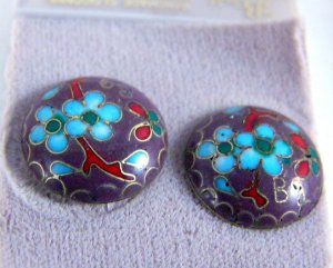 Vintage Handmade Cloisonne Post Earrings Vintage New