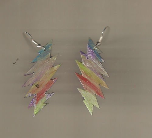LIGHTNING BOLT GRATEFUL DEAD EARRINGS PASTEL/PRIMERY