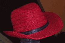 RED STRAW COWBOY HAT