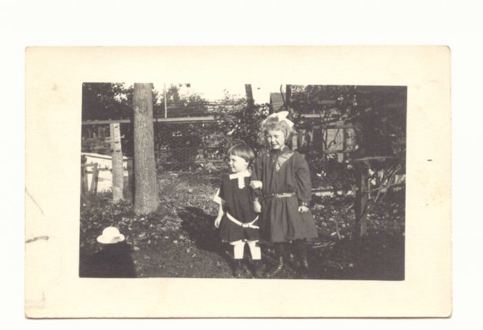 YOUNG GIRLS, SISTERS, VINTAGE REAL PHOTO POSTCARD 5