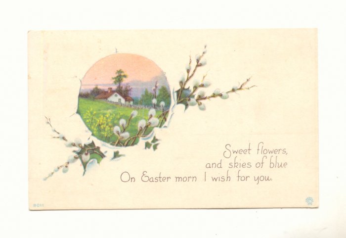 ON EASTER MORN, PUSSYWILLOW COUNTRY SCENE Vintage 1920 POSTCARD 18