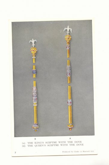 KING AND QUEEN SCEPTRE WITH DOVE, VINTAGE POSTCARD 28
