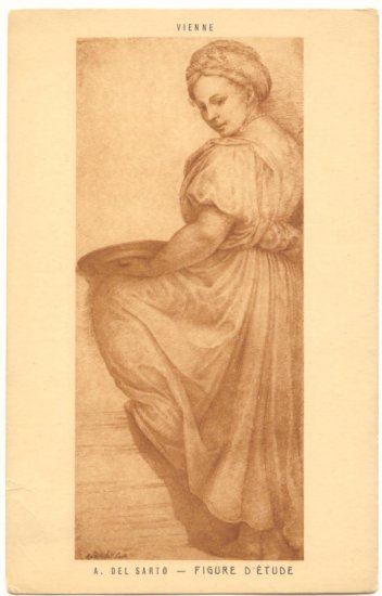 PRETTY LADY, SEPIA ETCHING, FIGURE D'ETUDE POSTCARD 46